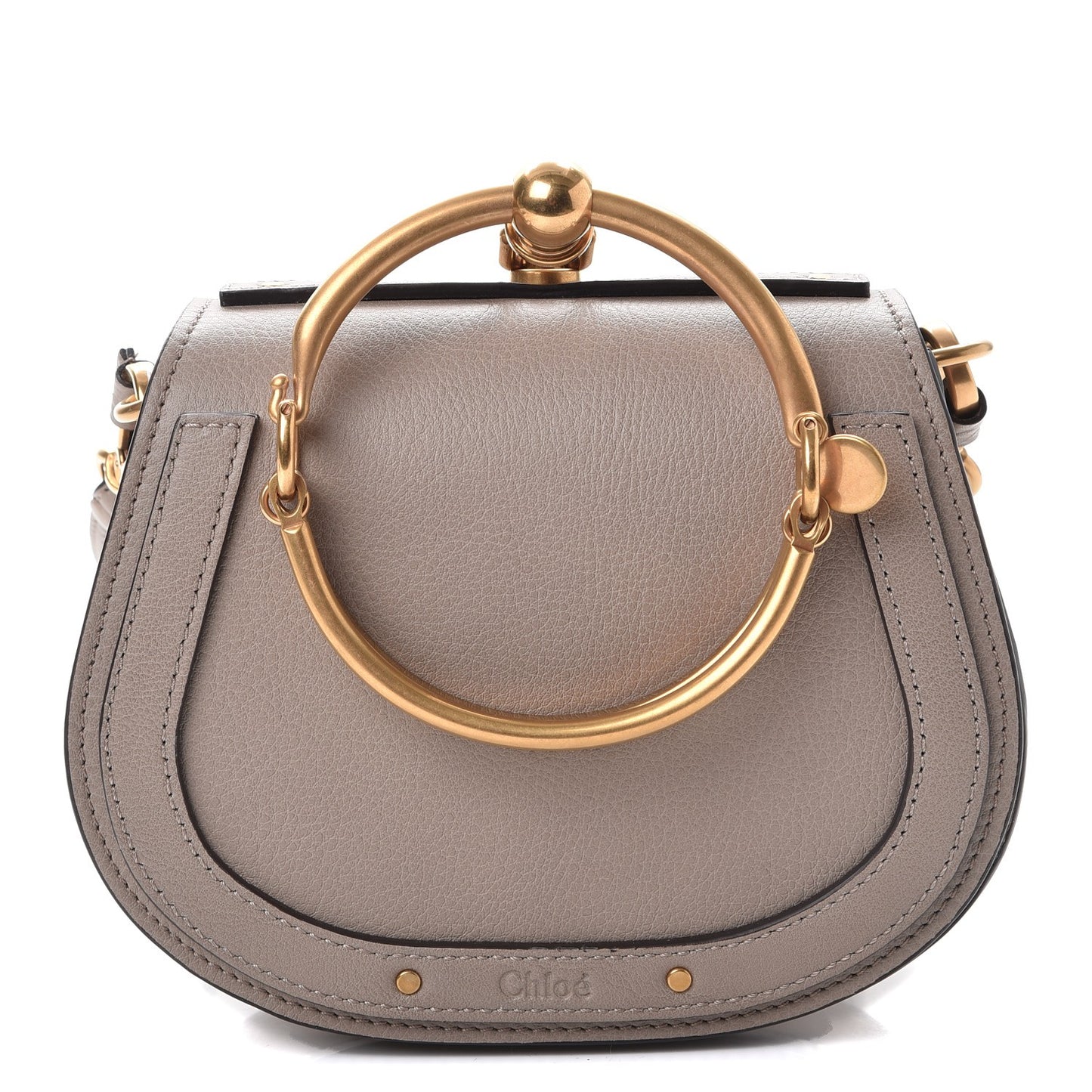 Calfskin Suede Small Nile Bracelet Bag Motty Grey