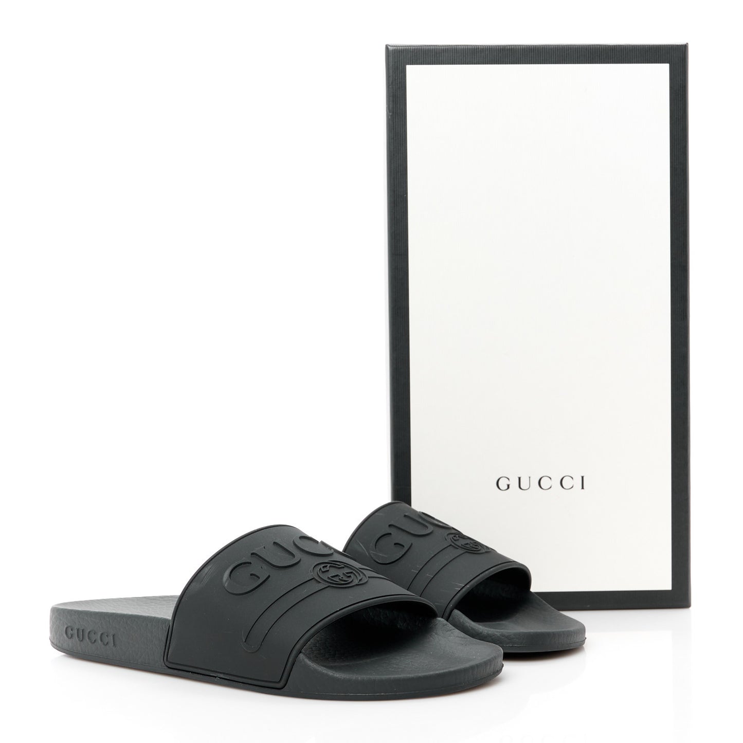 Rubber Womens Logo Slide Sandals 37 Black