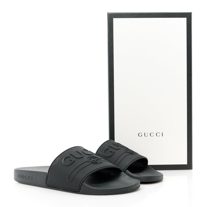 Gucci Rubber Womens Logo Slide Sandals 37 Black 10 of 10