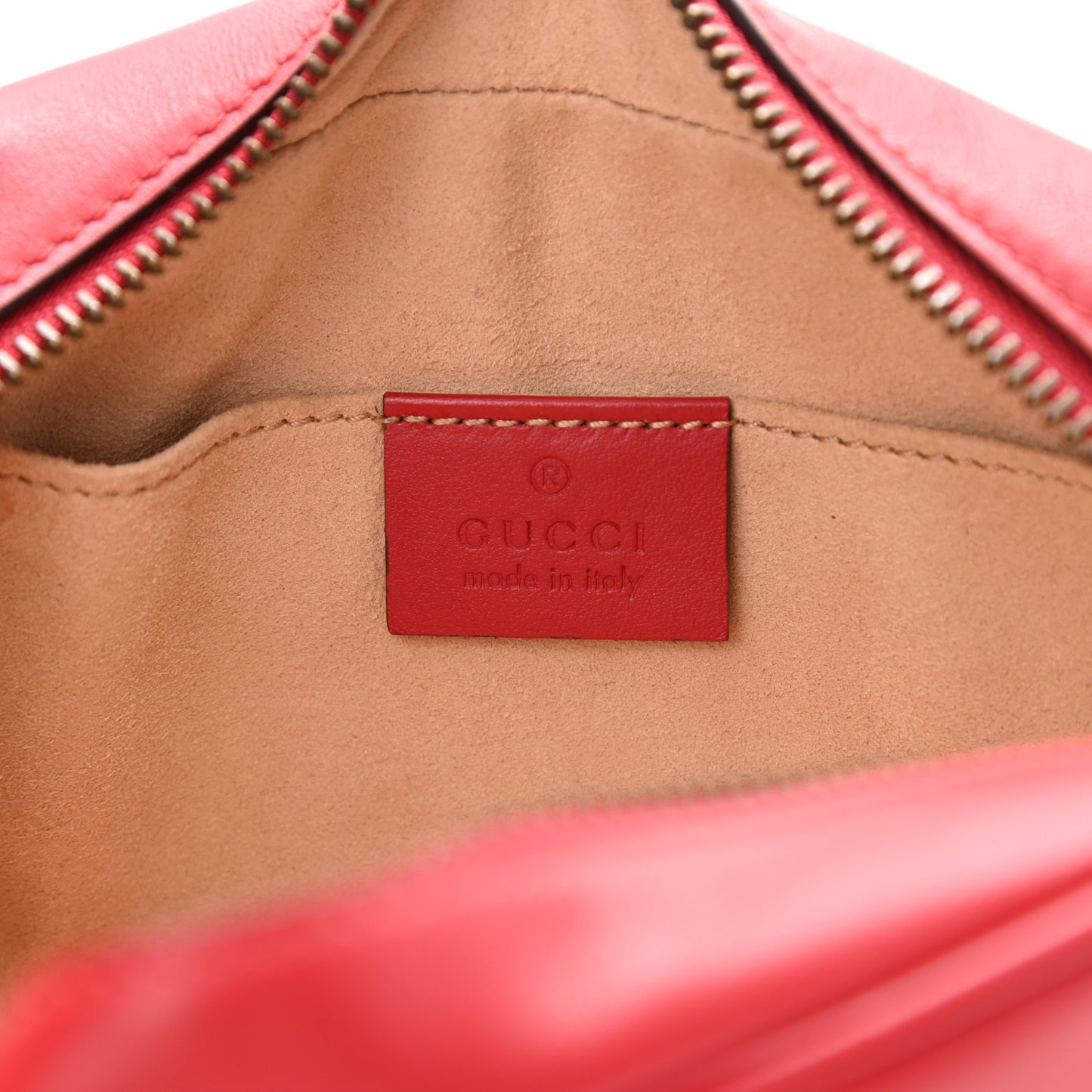 Calfskin Matelasse Mini GG Marmont Chain Shoulder Bag Hibiscus Red