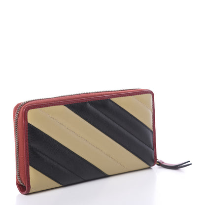 Gucci Azalea Calfskin Matelasse Diagonal Patchwork Torchon GG Marmont Zip Around Wallet Black Beige Romantic Cerise 3 of 7