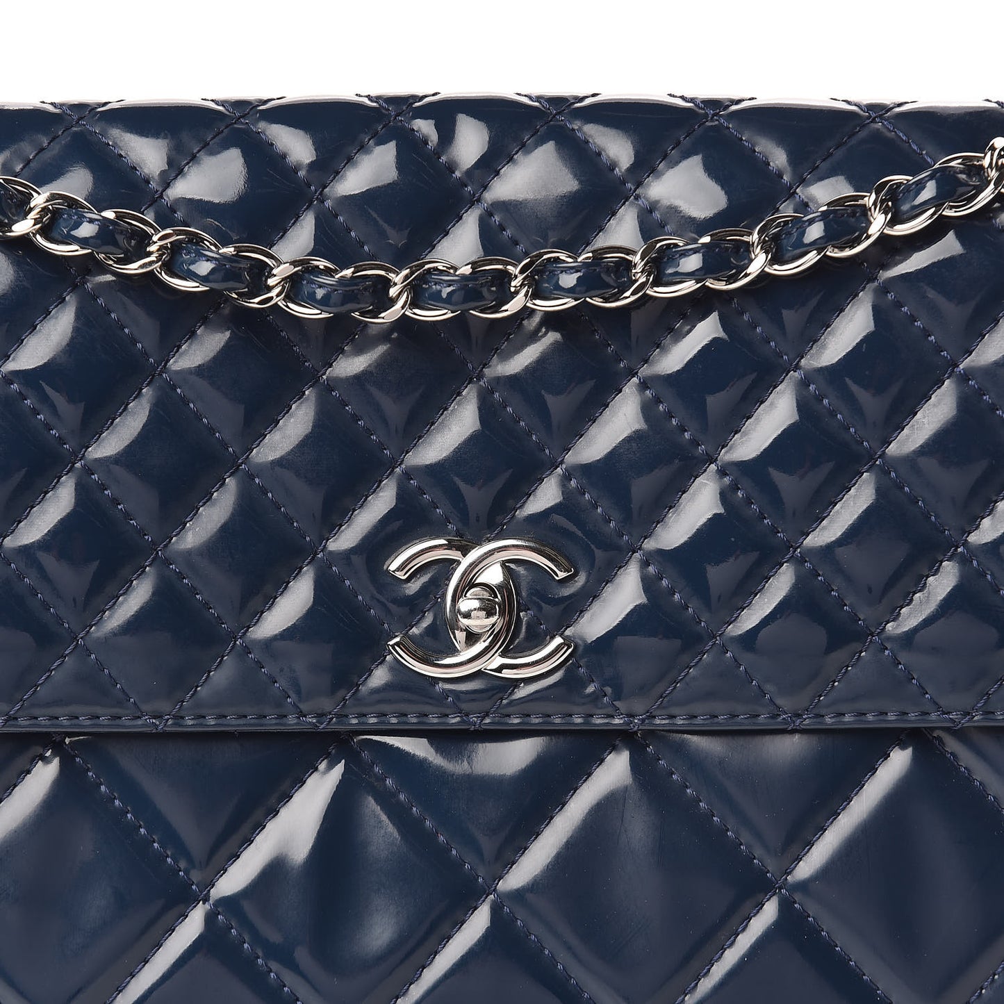 Vinyl Quilted In the Business Flap Bag Blue