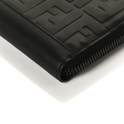 Fendi Vitello Grace FF 1974 Embossed Zip Around Wallet Black 10 of 12