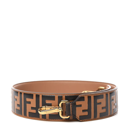 Fendi Calfskin FF 1974 Embossed Strap You Tobacco Black 1 of 6