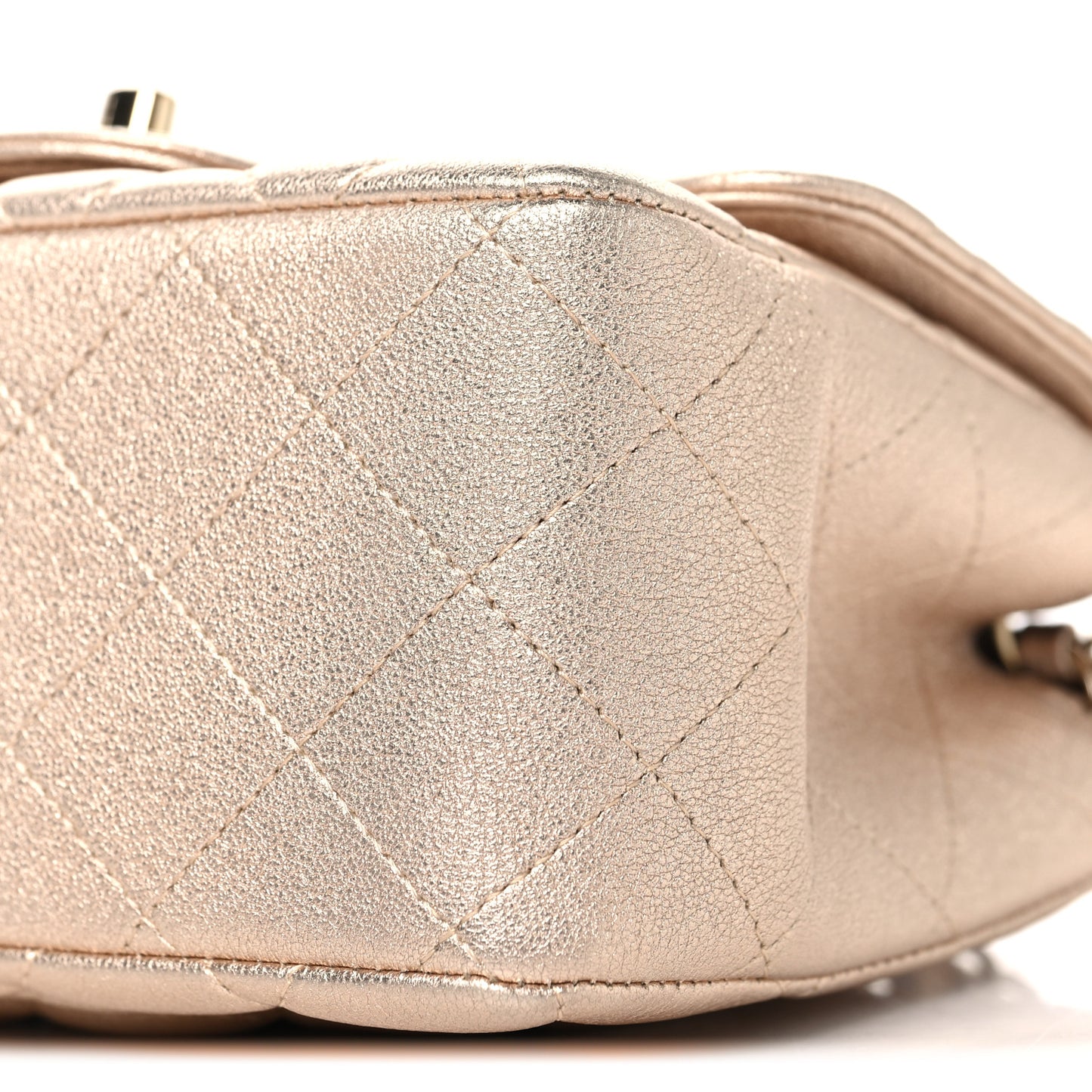 Metallic Lambskin Quilted Mini Square Flap Gold
