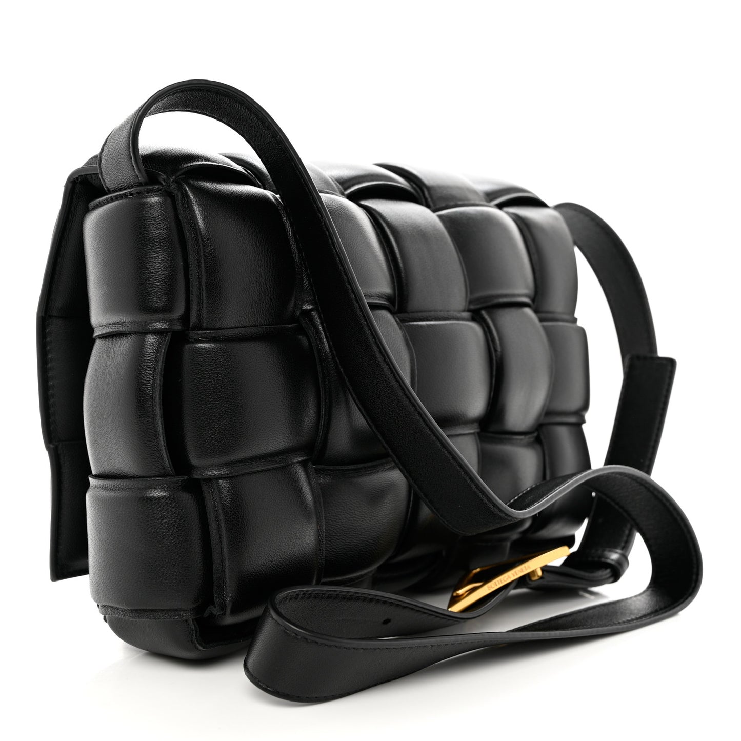 Nappa Maxi Intreccio Padded Cassette Crossbody Bag Black