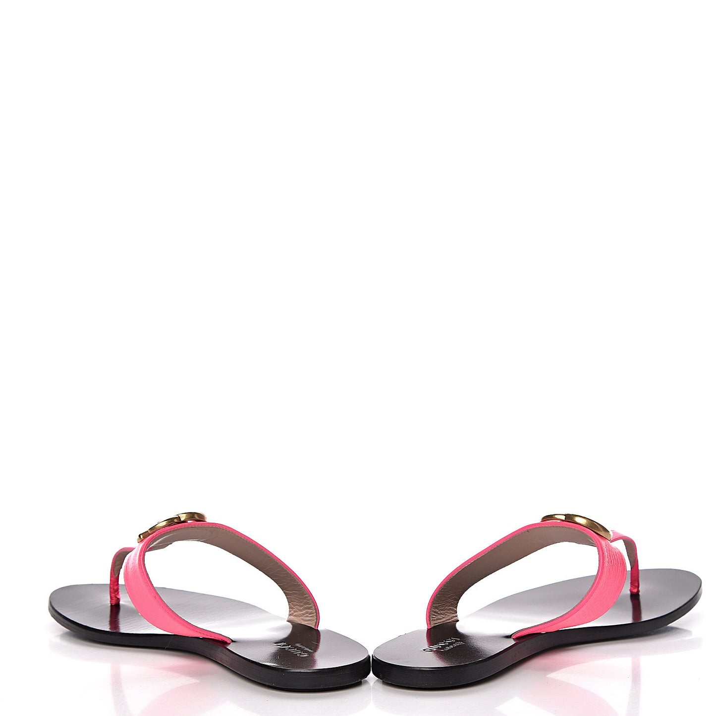 Calfskin GG Marmont Thong Sandals 38 Fuxia Fluo