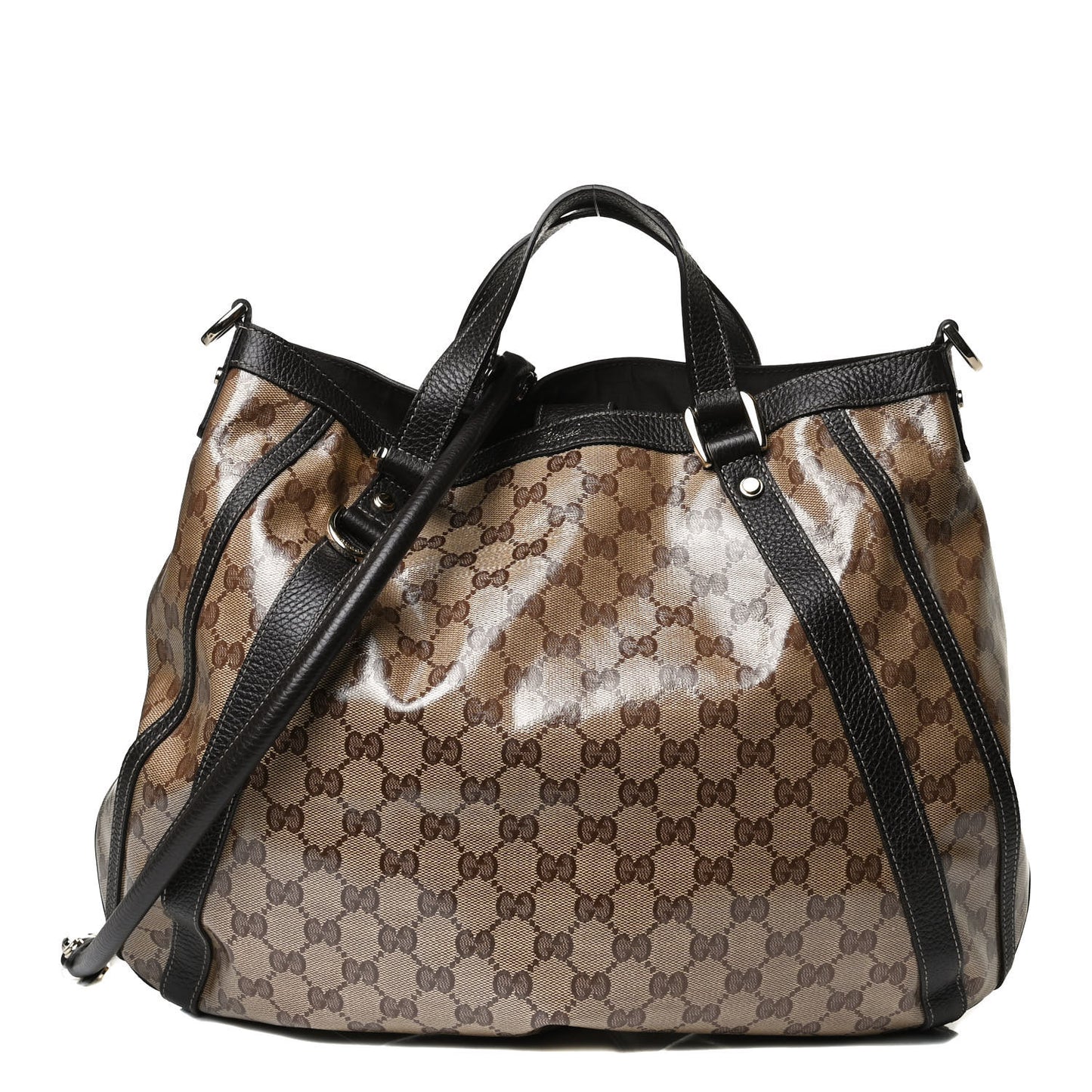 Crystal Monogram Medium Abbey Convertible Tote Dark Brown