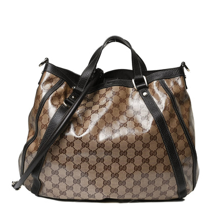 Gucci Crystal Monogram Medium Abbey Convertible Tote Dark Brown 1 of 13