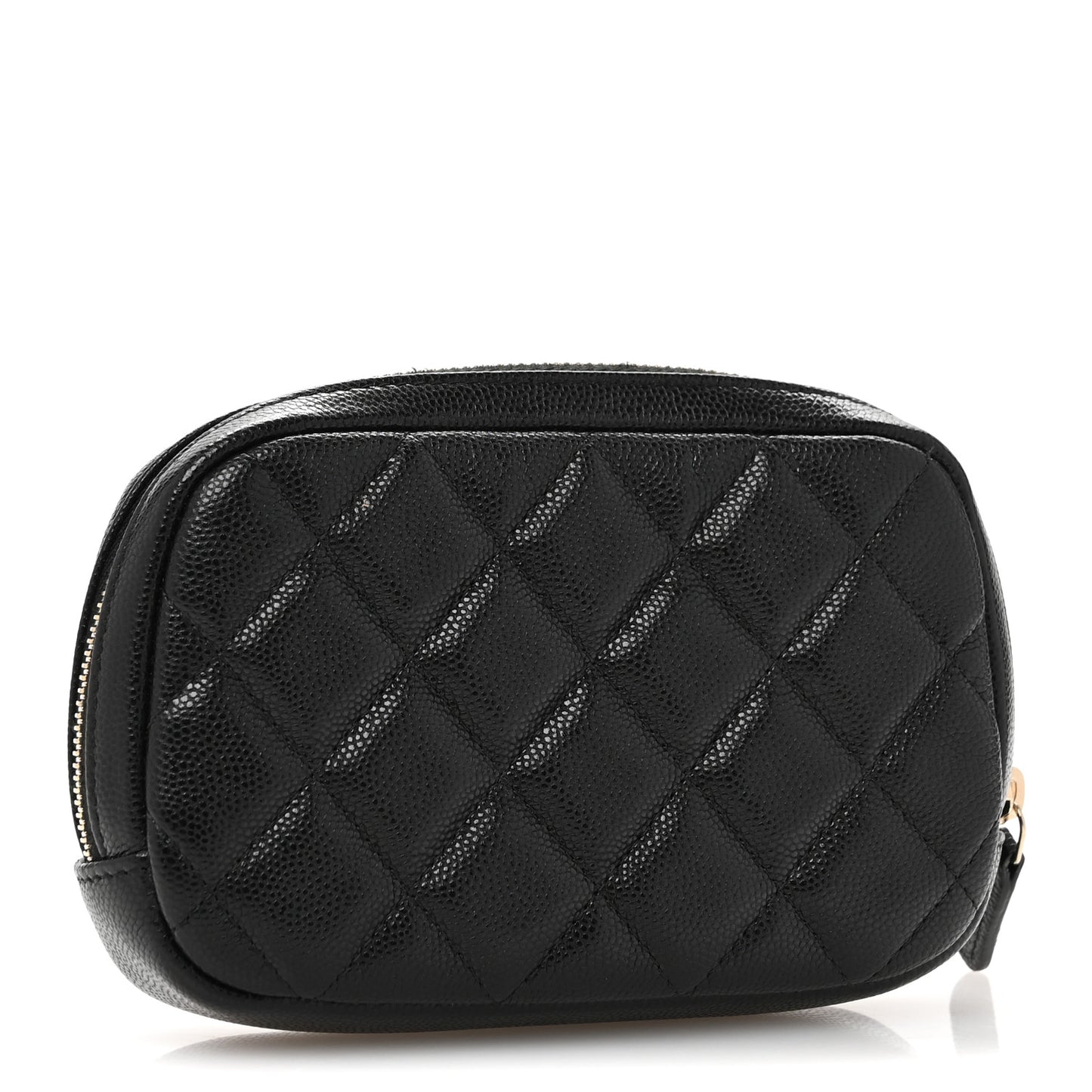 Caviar Quilted Small Curvy Pouch Cosmetic Case Black