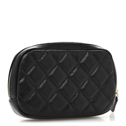 Chanel Caviar Quilted Small Curvy Pouch Cosmetic Case Black 3 of 10