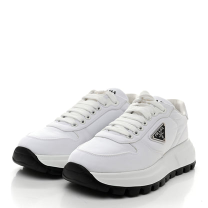 Prada Re-Nylon Spazzolato Metal Triangle Logo Womens Prax 01 45mm Sneakers 37 White Black 4 of 10
