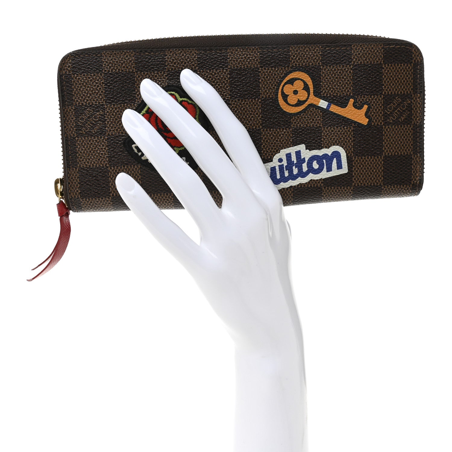 Louis Vuitton Damier Ebene Patches Clemence Wallet 2 of 11