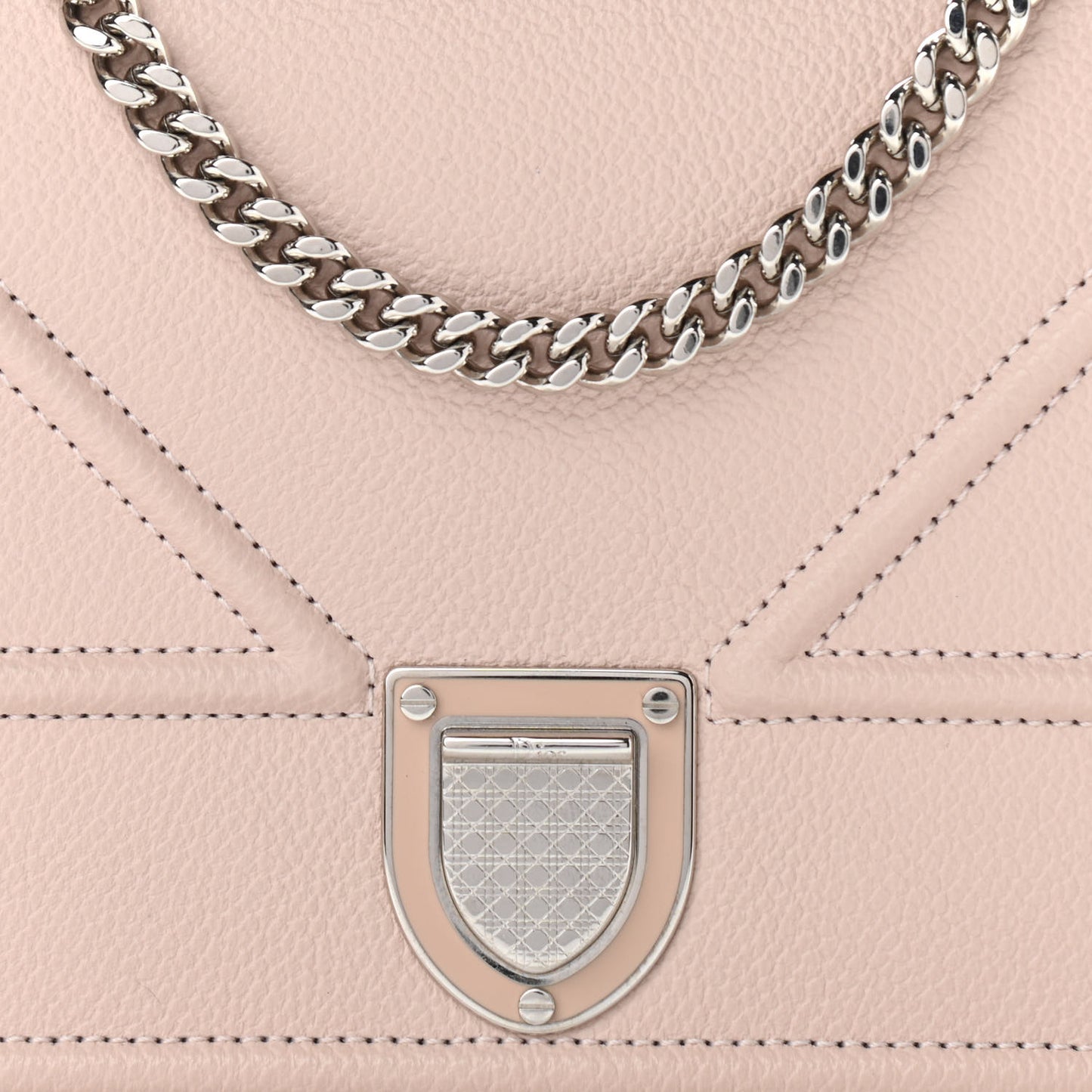 Grained Calfskin Diorama Wallet on Chain Pouch Rose Poudre