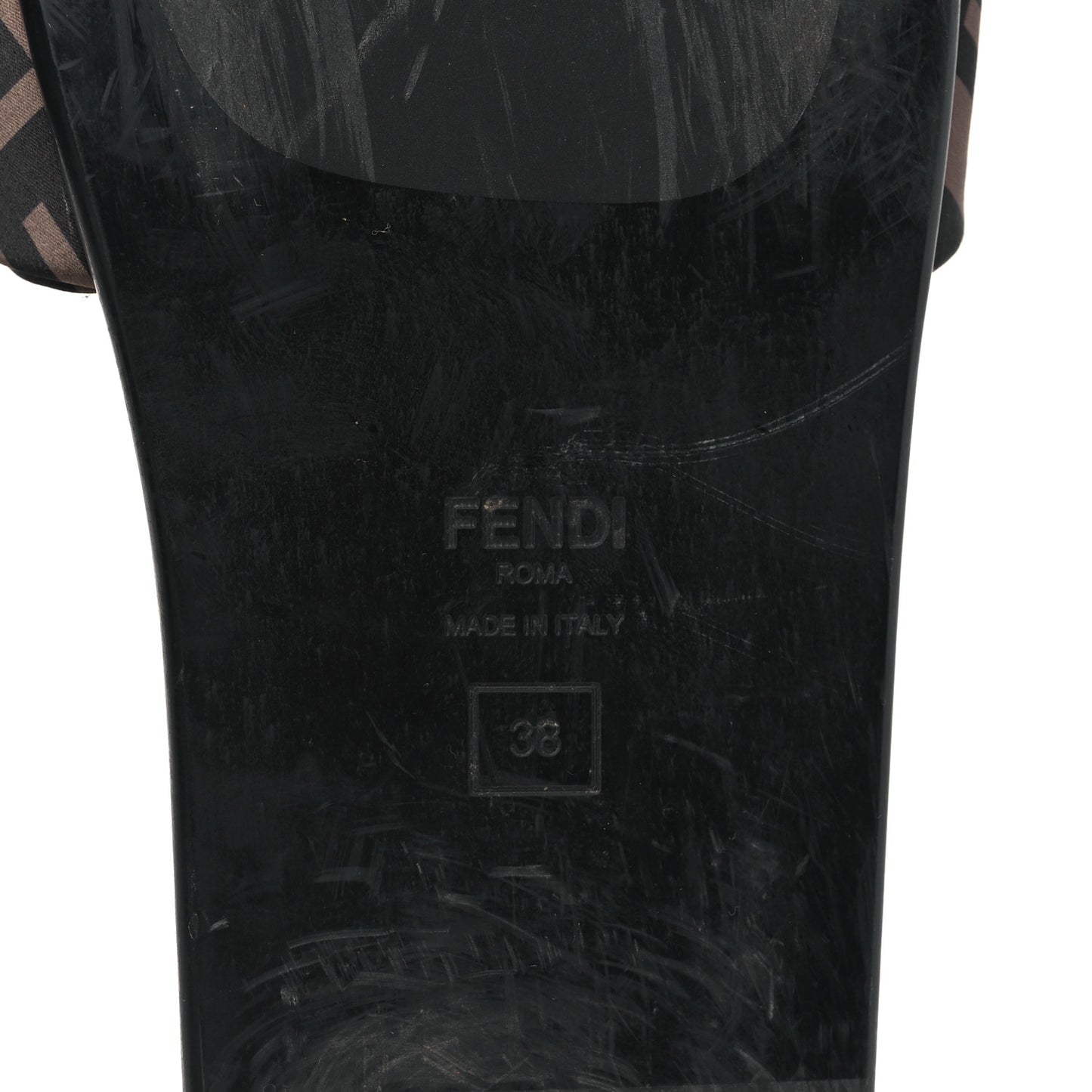 Satin FF Fendi Feel Slide Sandals 38 Tobacco Black