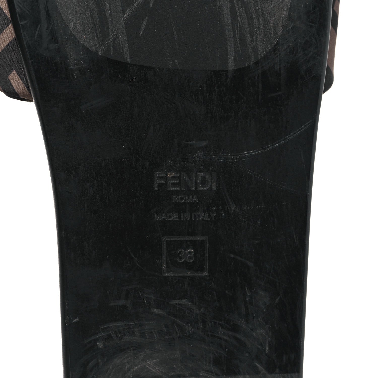 Fendi Satin FF Fendi Feel Slide Sandals 38 Tobacco Black 6 of 8