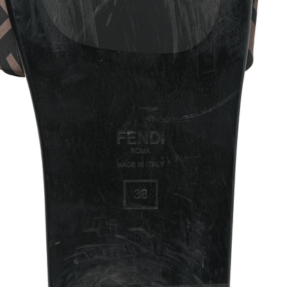 Fendi Satin FF Fendi Feel Slide Sandals 38 Tobacco Black 6 of 8