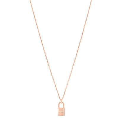 Hermes 18K Rose Gold Diamond Amulettes Cadenas Pendant Necklace 1 of 5