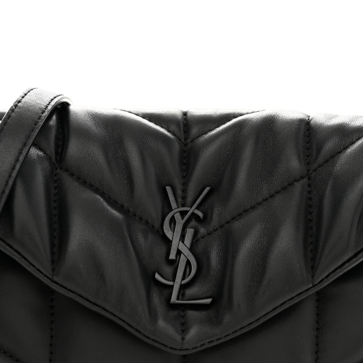 Lambskin Quilted Toy Loulou Puffer Monogram Monochrome Chain Satchel Black