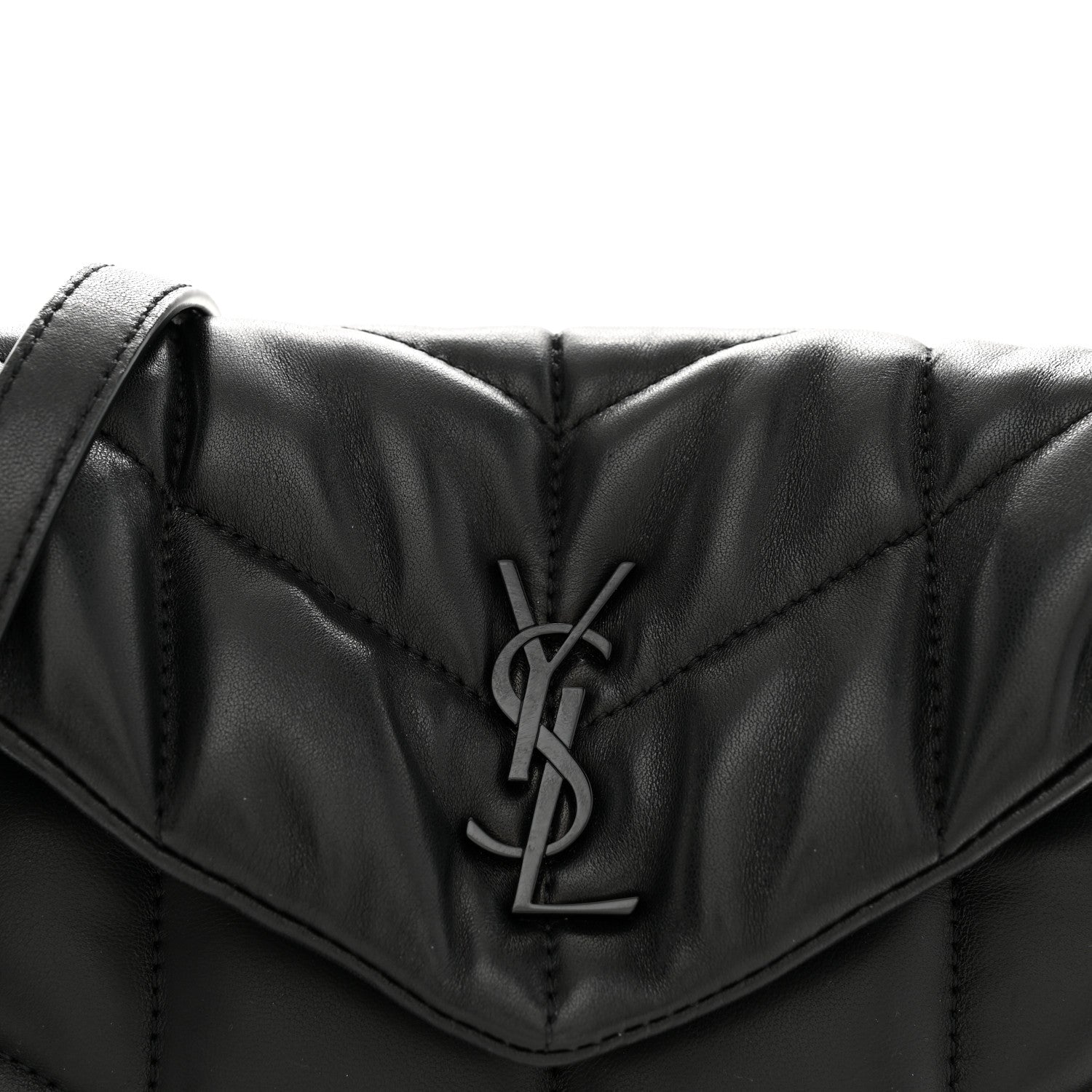 Saint Laurent Lambskin Quilted Toy Loulou Puffer Monogram Monochrome Chain Satchel Black 8 of 11