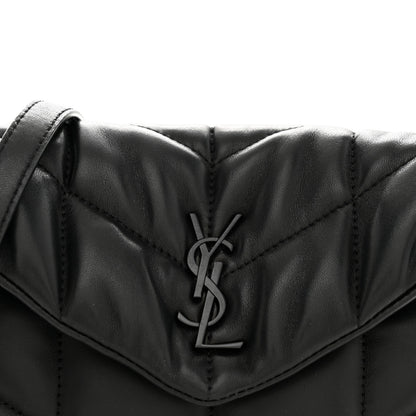 Saint Laurent Lambskin Quilted Toy Loulou Puffer Monogram Monochrome Chain Satchel Black 8 of 11