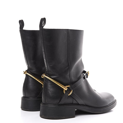 Gucci Calfskin Tess Horsebit Ankle Boots 41 Black 4 of 11