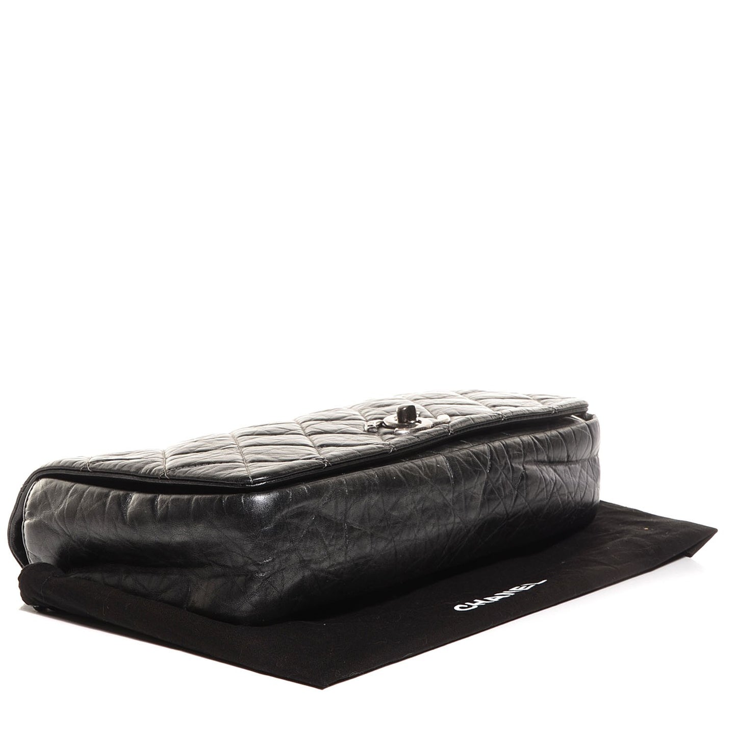 Aged Calfskin Quilted Medium Pondichery Flap Black