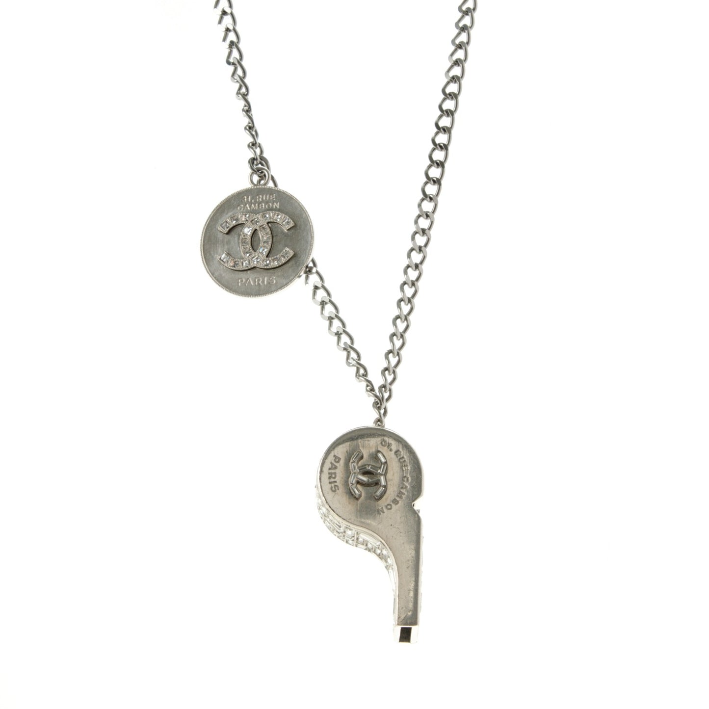 Crystal CC Whistle Pendant Necklace