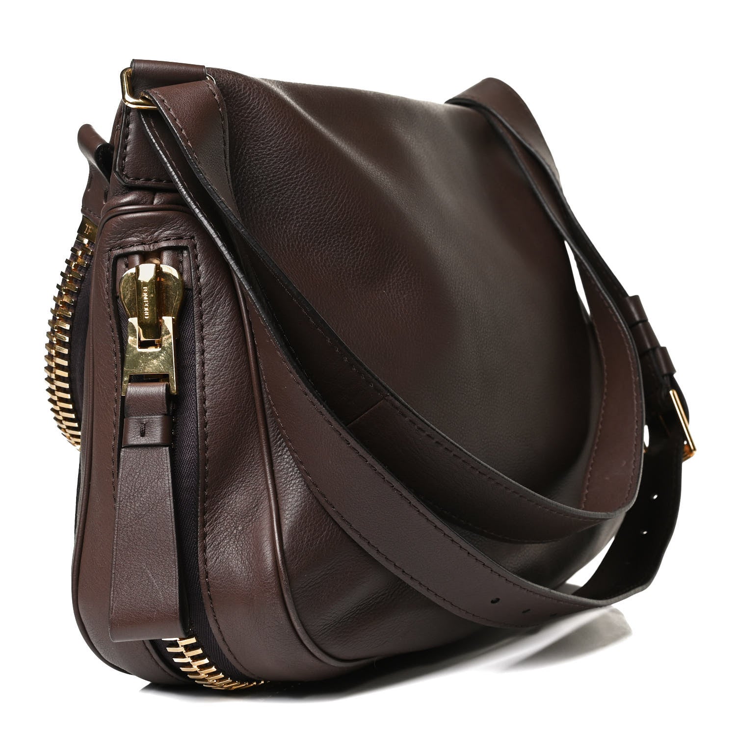 Tom Ford Pebbled Calfskin Large Jennifer Dark Brown 3 of 11