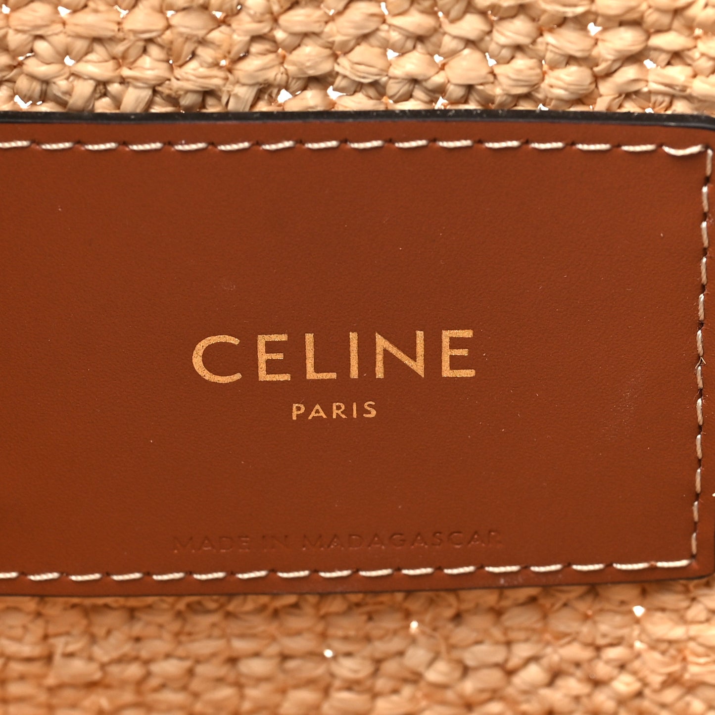 Raffia Calfskin Triomphe Teen Panier Tan