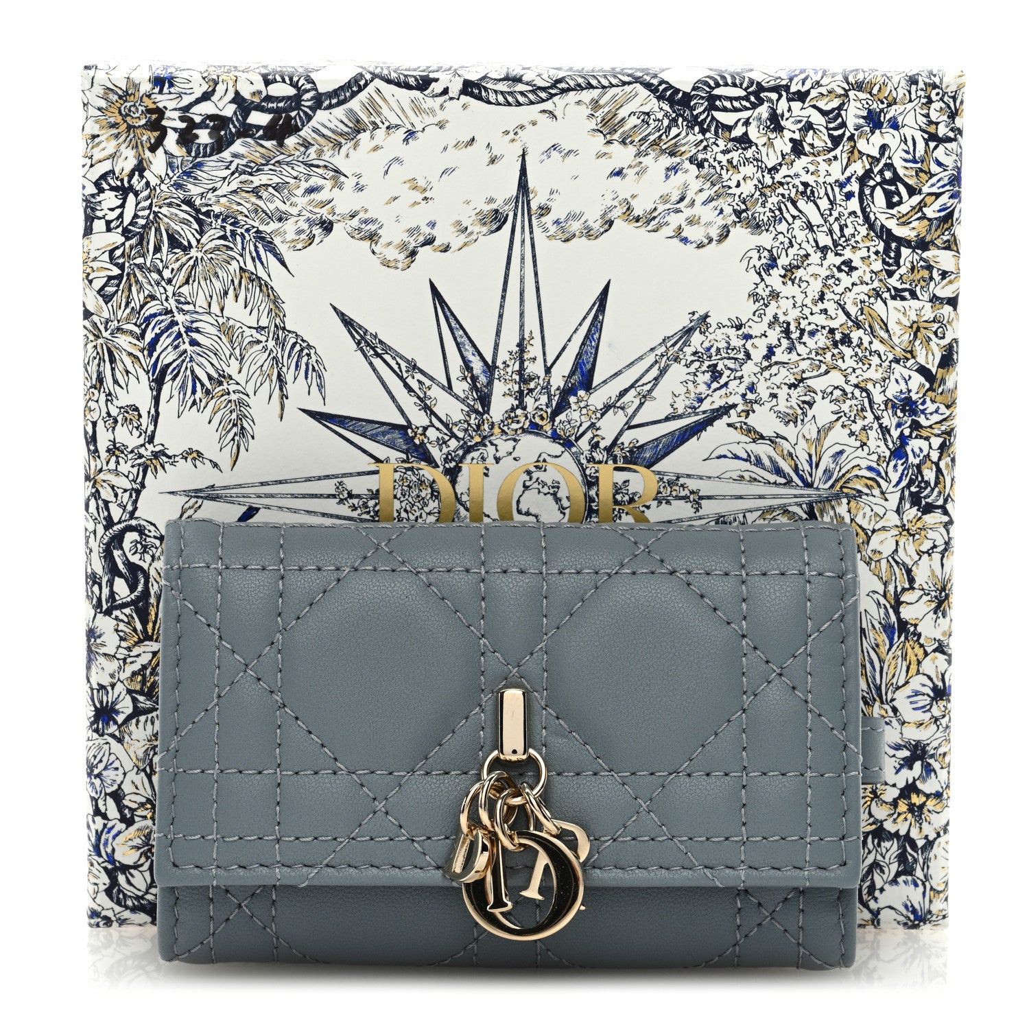 Christian Dior Lambskin Cannage Miss Dior 4 Key Holder Wallet Cloud Blue 7 of 7
