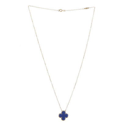 Van Cleef & Arpels 18K Yellow Gold Lapis Lazuli Vintage Alhambra Pendant Necklace 3 of 6