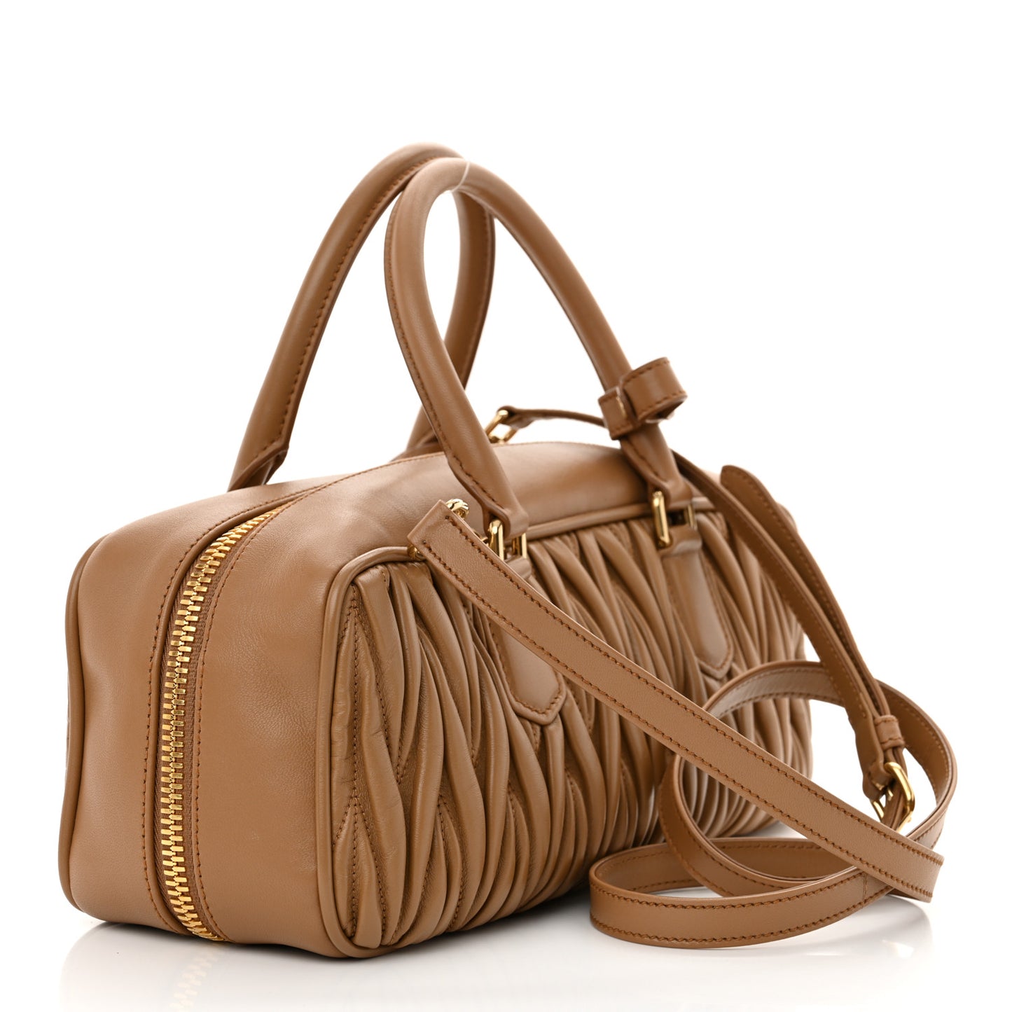 Nappa Matelasse Regular Arcadie Top Handle Bag Caramel