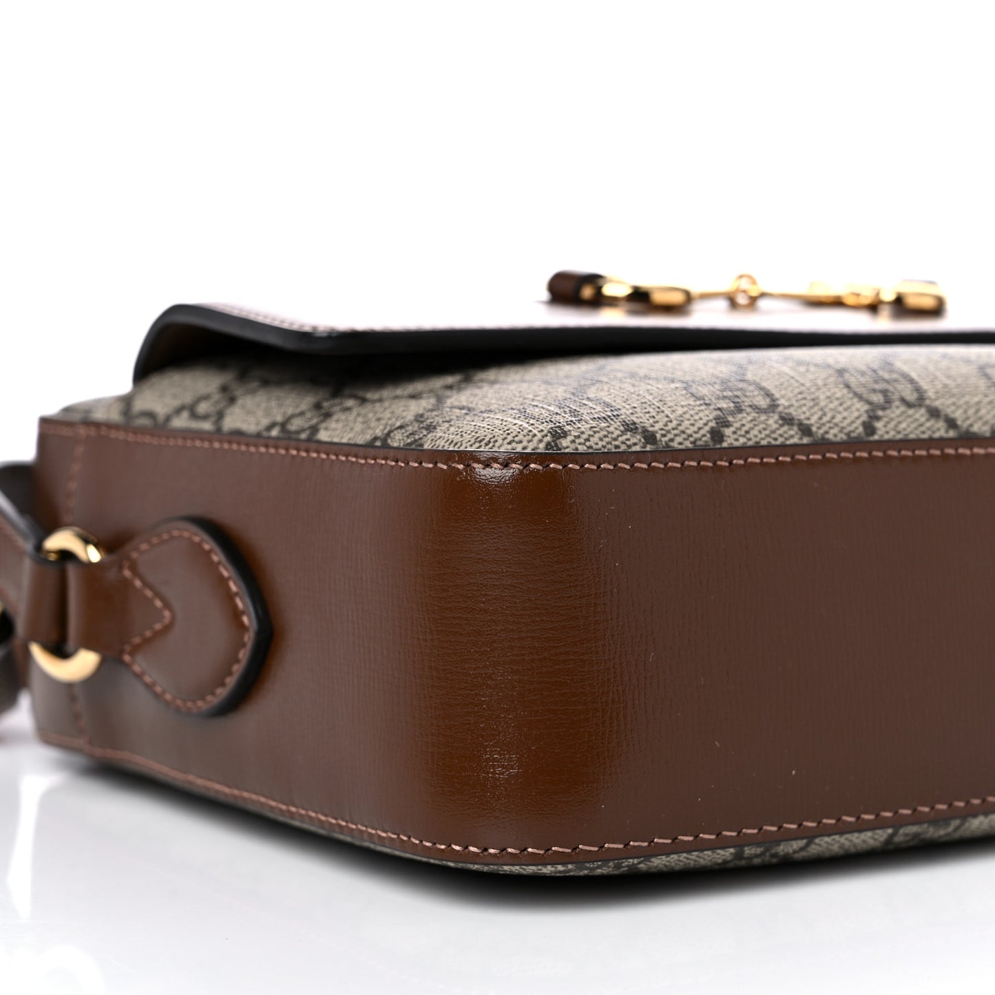 GG Supreme Monogram Small Horsebit 1955 Shoulder Bag Beige Brown Sugar