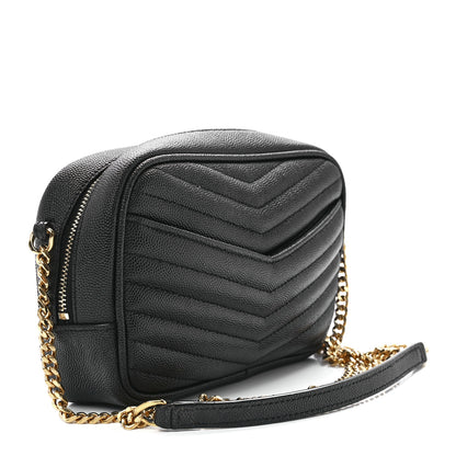 Saint Laurent Grain De Poudre Matelasse Monogram Mini Lou Camera Bag Black 3 of 11