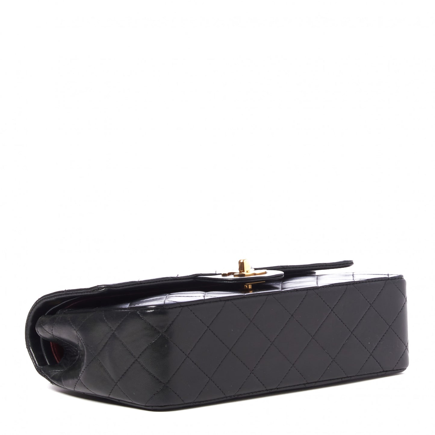 Lambskin Quilted Small Double Flap Black