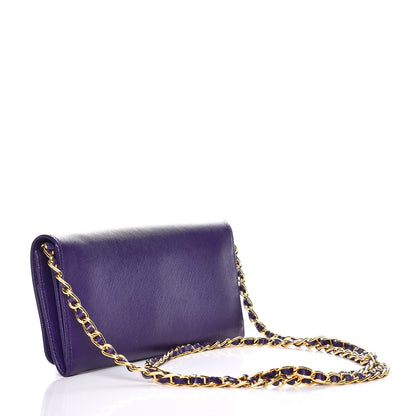 Prada Saffiano Metal Oro Chain Wallet Viola 3 of 13