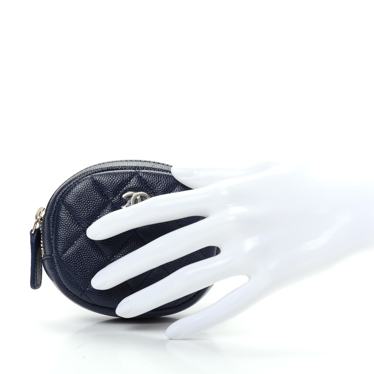 Caviar Quilted Zip Around Classic Coin Purse Navy Blue