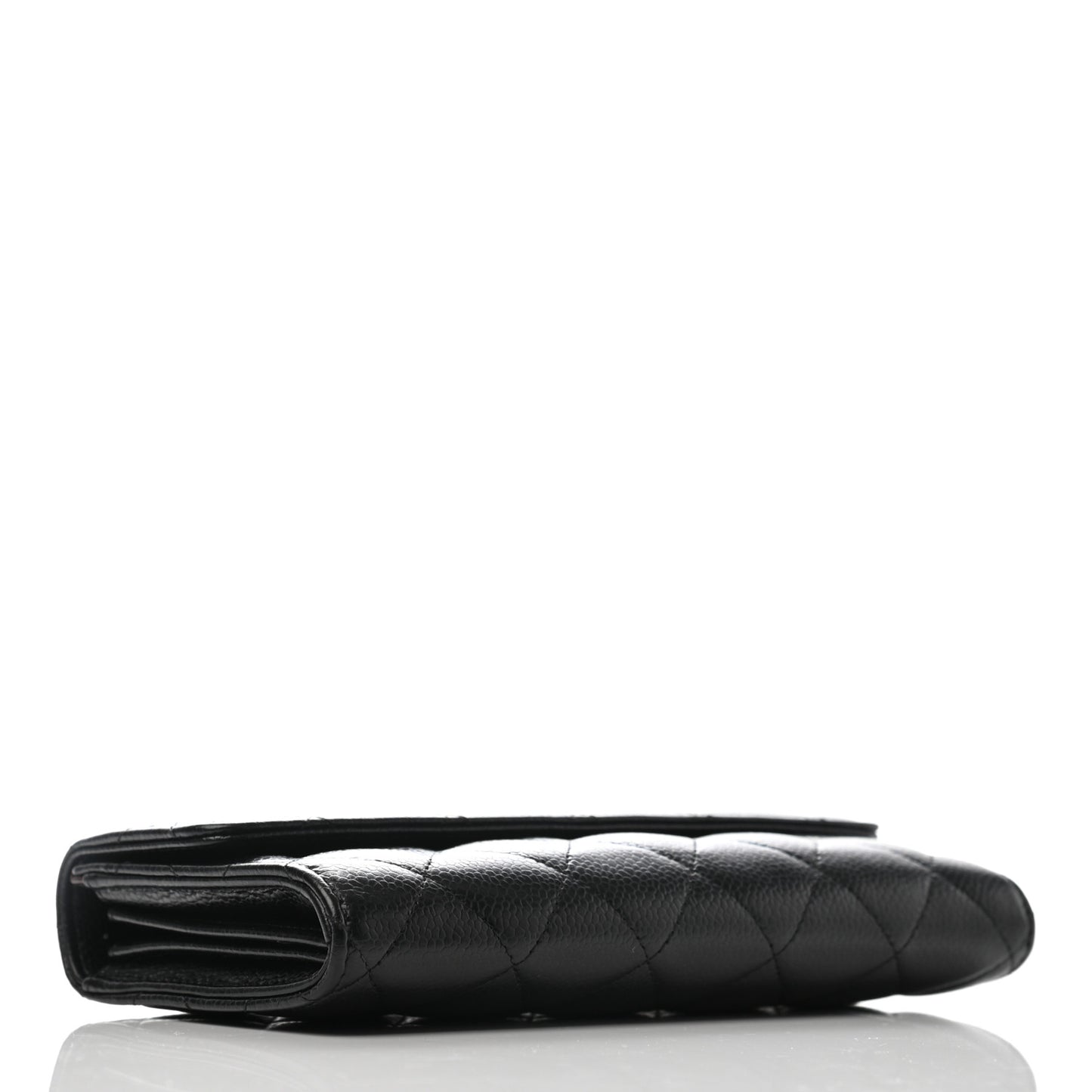 Caviar Quilted Large Gusset Flap Wallet Black