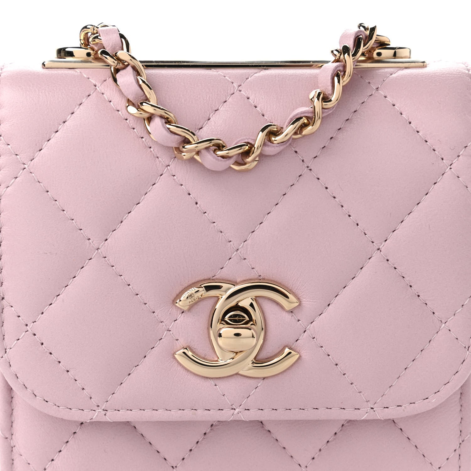 Chanel Lambskin Quilted Mini Trendy CC Clutch With Chain Light Pink 10 of 11