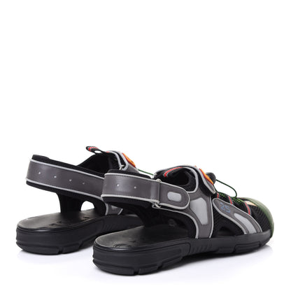 Gucci Mesh Fabric Mens Tinsel Sport Sandals 12 Black Silver Green 3 of 4