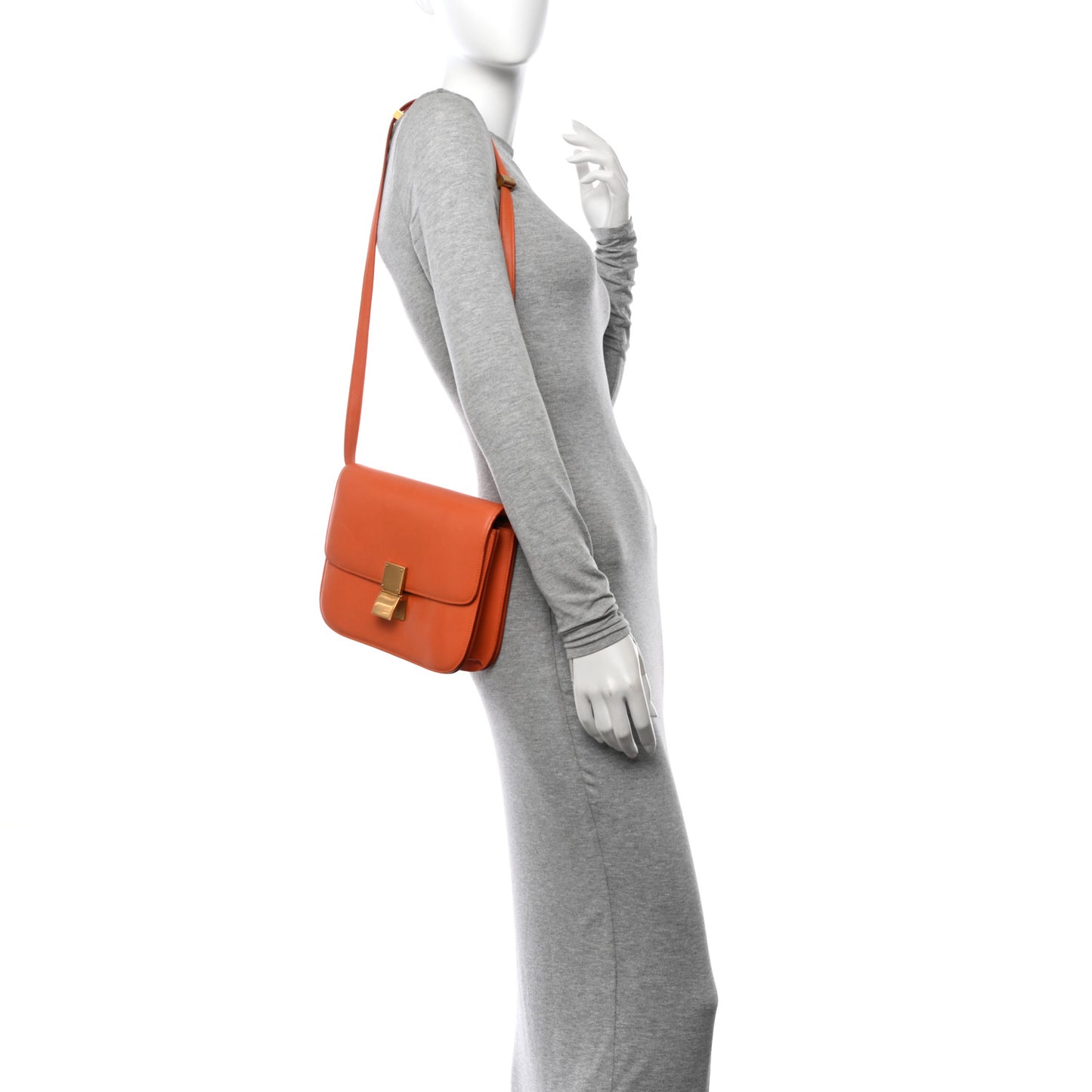 Box Calfskin Medium Classic Box Flap Bag Orange