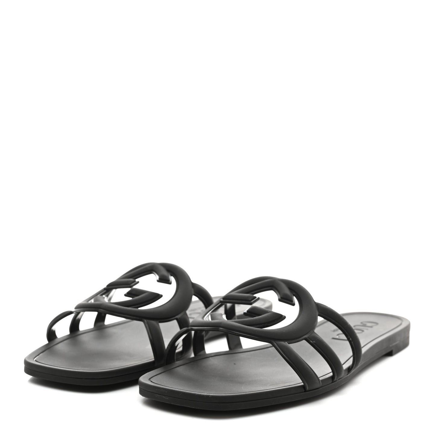 Rubber Womens Interlocking G Slide Sandals 39 Black