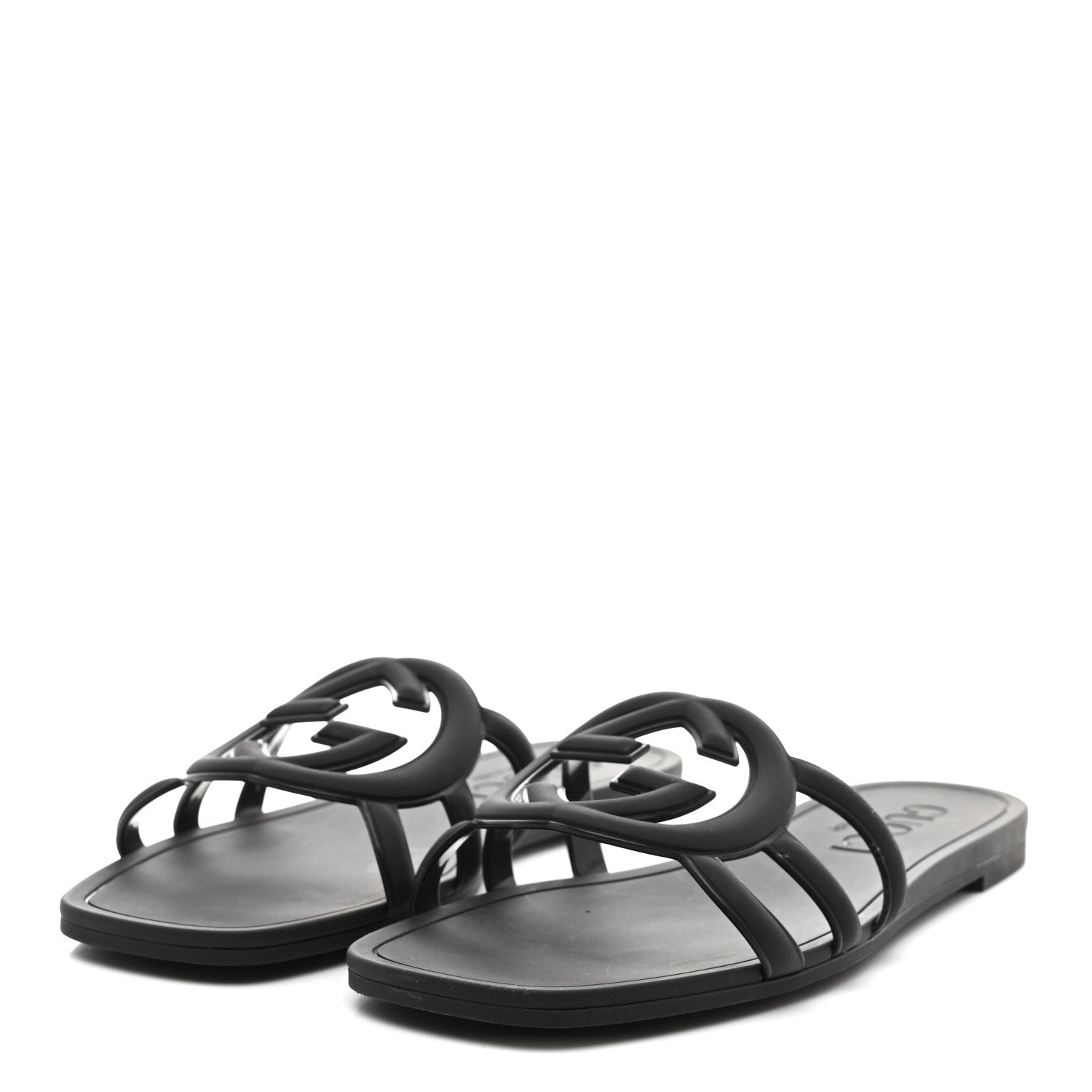Gucci Rubber Womens Interlocking G Slide Sandals 39 Black 4 of 9