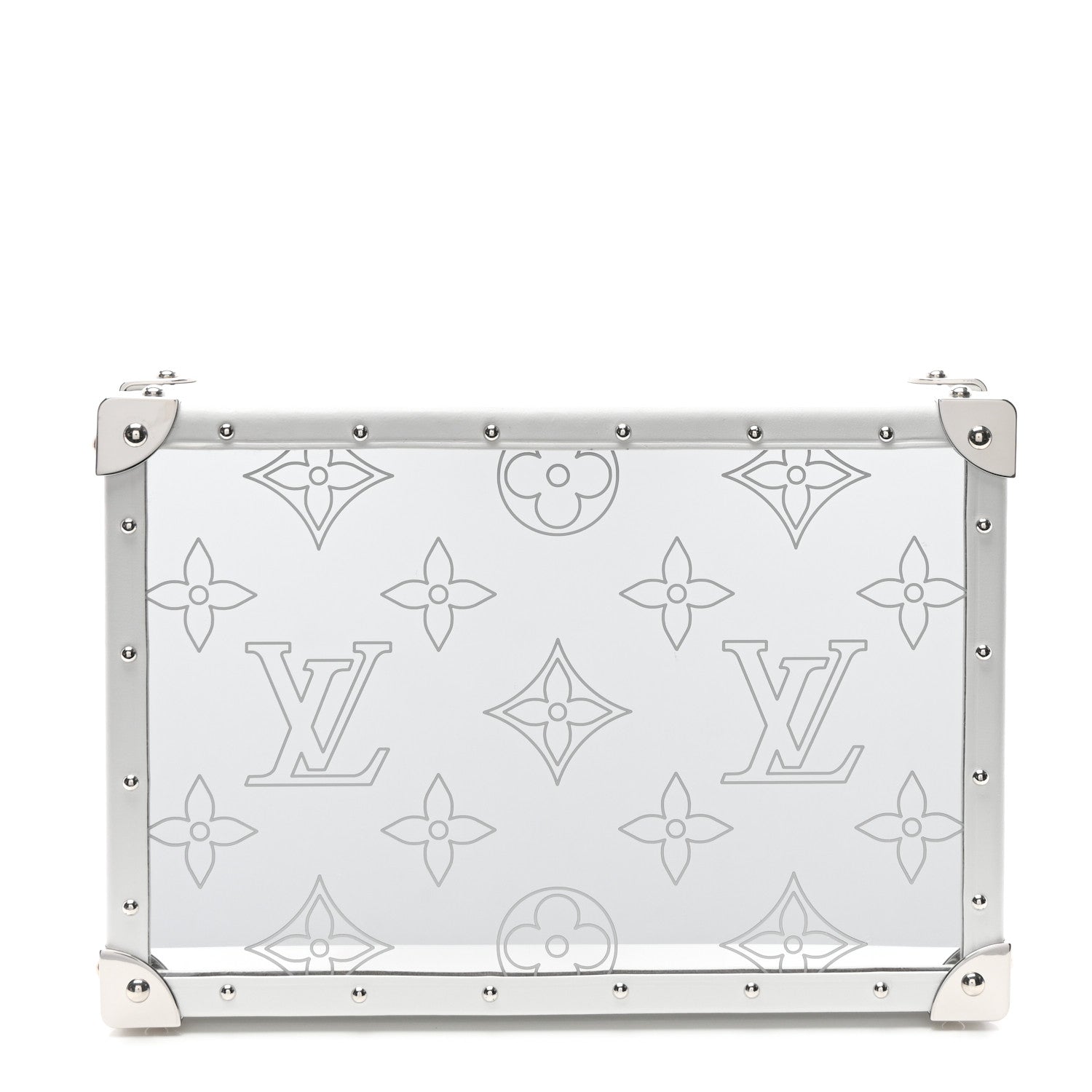 Louis Vuitton Calfskin Mirror Monogram Etched Jewelry Box Trunksu White 1 of 10