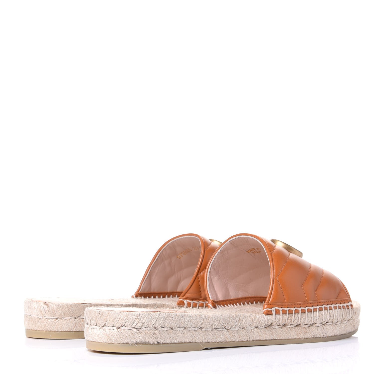 Gucci Nappa Matelasse GG Marmont Espadrille Slide Sandals 39 Cognac 4 of 11
