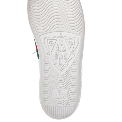 Gucci Calfskin Ayers Web Heart Embroidered Ace Sneakers 34 White 6 of 9