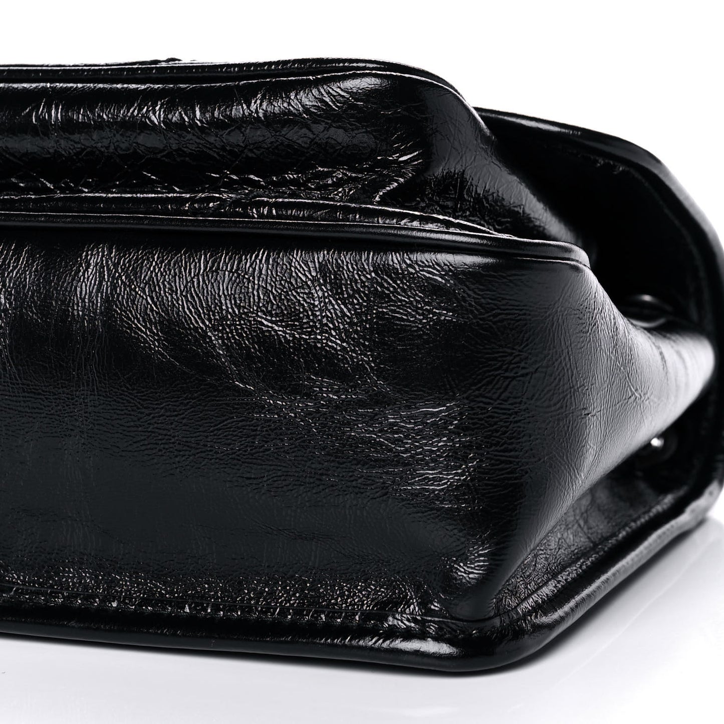 Crinkled Calfskin Matelasse Monogram Baby Niki Chain Satchel Black