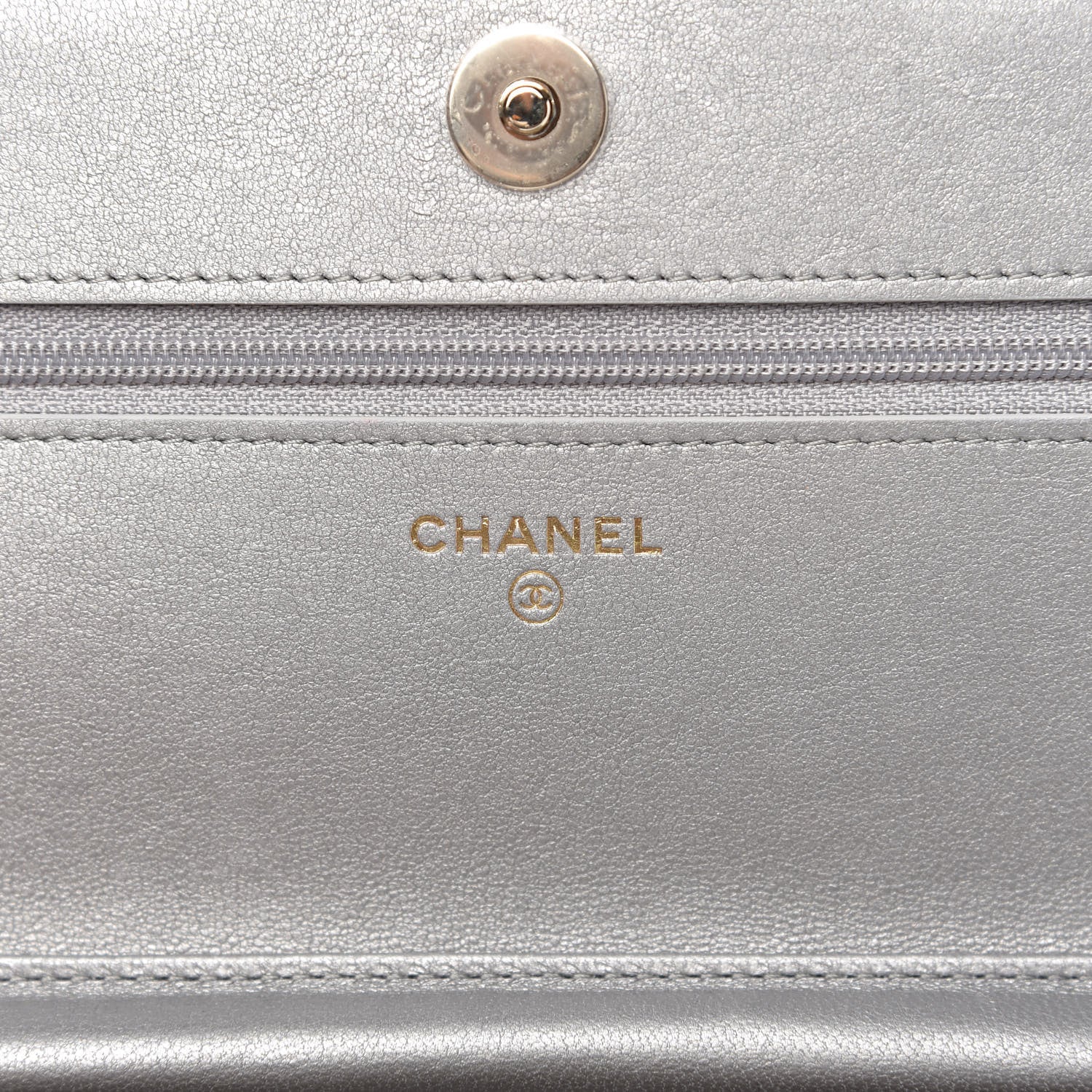 Chanel Metallic Goatskin Quilted Timeless CC Wallet On Chain WOC Silver 8 of 12
