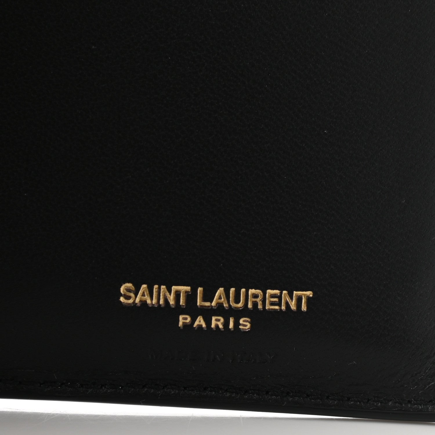 Saint Laurent Calfskin Crocodile Embossed Tiny Monogram Credit Card Wallet Black 6 of 7